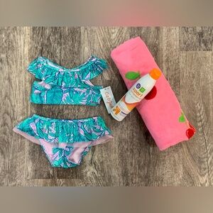 Cat & Jack Palm Leaves Two Piece Bathing Suit- Size 5T- BNWT